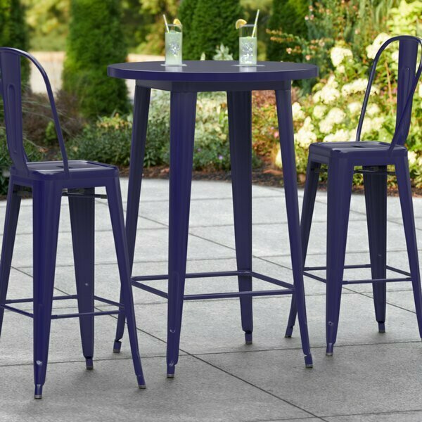 Lancaster Table & Seating Alloy Series 30'' Round Navy Bar Height Outdoor Table 164BA30RDNVY